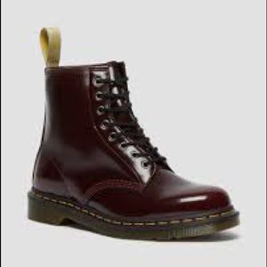 Dr. Marten Vegan 1460 Lace Up Boots in Cherry Red.